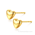 Boucle d&#39;oreille de coeur d&#39;or jaune de 18 carats